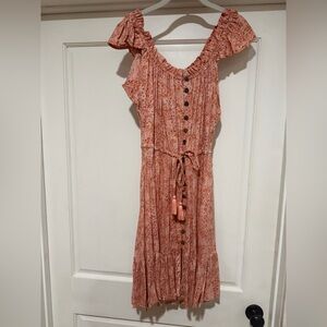 Tiare Hawaii Coral Floral Midi Dress